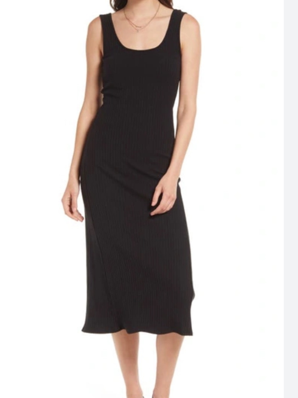 Rails Colette Minimalist Black Ribbed Bodycon Dress